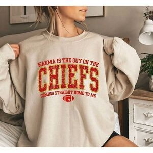 Gildan Karma Taylor Swift Kansas City Chiefs Sand Custom Made Boutique Sweatshir